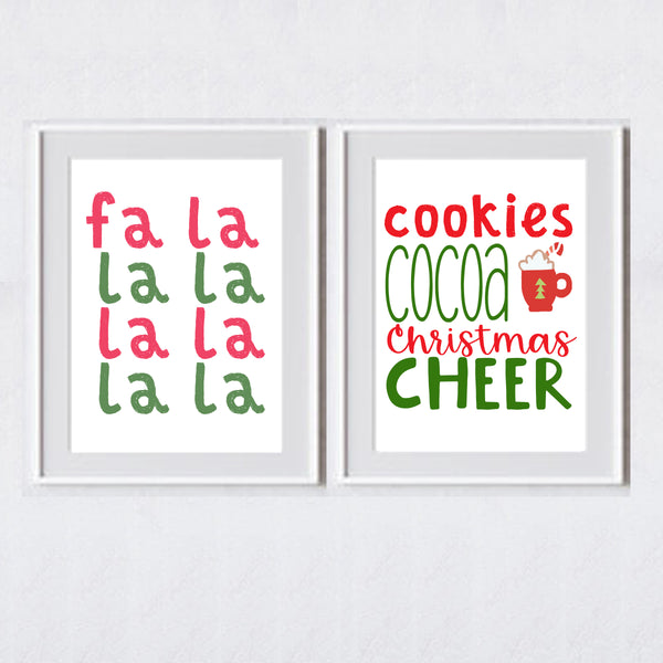 Very Merry Christmas Printable | Fa La La Christmas Wall Art | Cocoa Bar Christmas Art | 4 Digital Art Prints | INSTANT DOWNLOAD