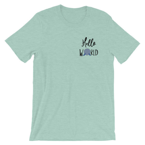Epcot World Showcase Hello World Spaceship Earth Front and Back design Short-Sleeve Unisex T-Shirt