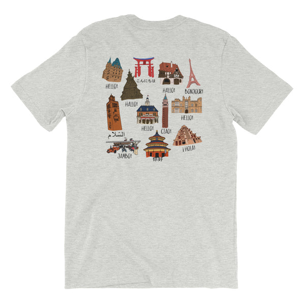 Epcot World Showcase Hello World Spaceship Earth Front and Back design Short-Sleeve Unisex T-Shirt