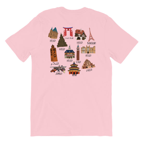 Epcot World Showcase Hello World Spaceship Earth Front and Back design Short-Sleeve Unisex T-Shirt