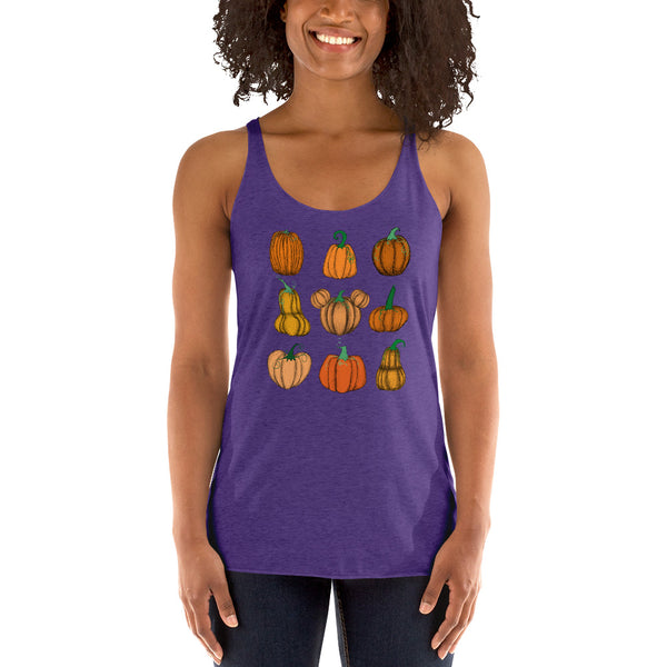 Mickey Pumpkin Patch Tank Top Fall Women's Racerback Tank