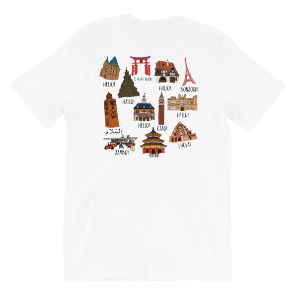 Epcot World Showcase Hello World Spaceship Earth Front and Back design Short-Sleeve Unisex T-Shirt