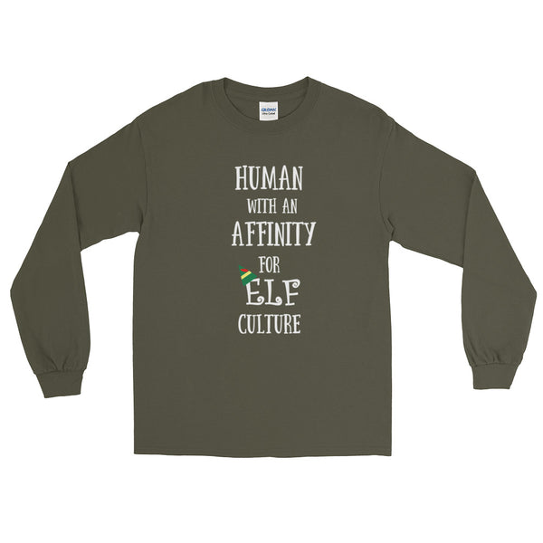 Elf Christmas Long Sleeve Shirt Human with an Affinity for Elf Culture Long Sleeve Shirt