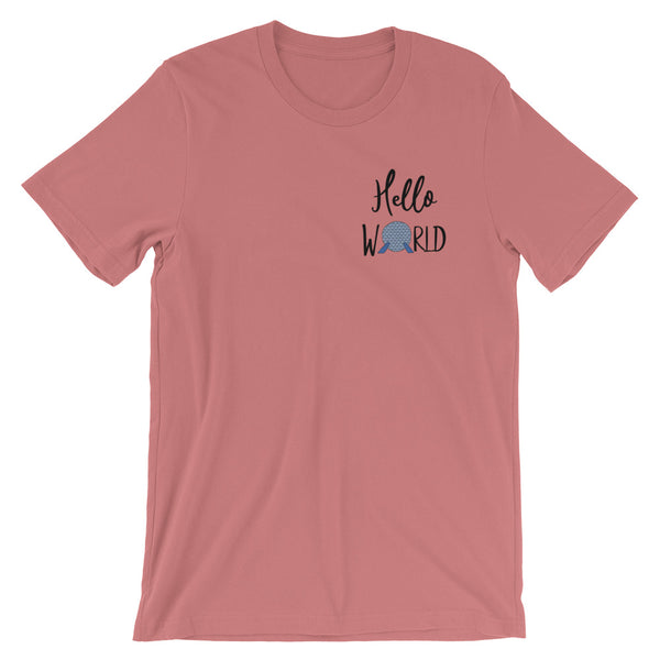 Epcot World Showcase Hello World Spaceship Earth Front and Back design Short-Sleeve Unisex T-Shirt