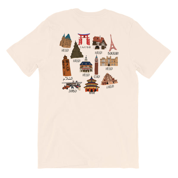 Epcot World Showcase Hello World Spaceship Earth Front and Back design Short-Sleeve Unisex T-Shirt