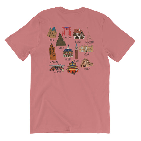 Epcot World Showcase Hello World Spaceship Earth Front and Back design Short-Sleeve Unisex T-Shirt