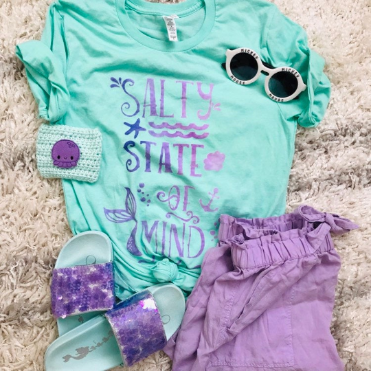Mermaid Salty State of Mind Ocean Conservation Beach Short-Sleeve Unisex T-Shirt