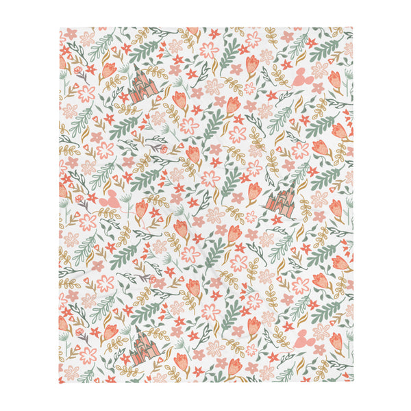 Cinderella's Castle Garden Throw Blanket Floral Spring Disney Fleece Throw Blanket