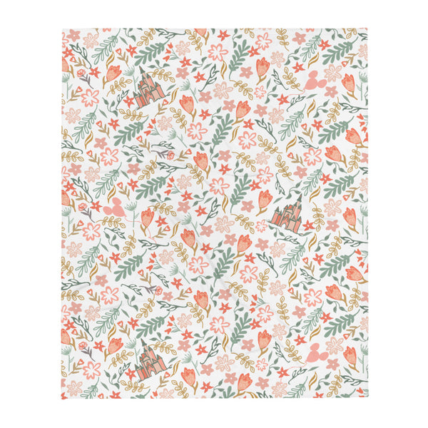 Cinderella's Castle Garden Throw Blanket Floral Spring Disney Fleece Throw Blanket