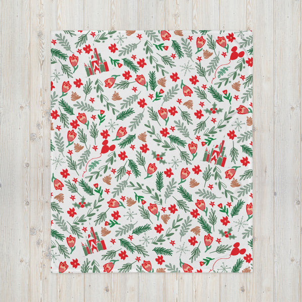 Cinderella's Castle Christmas Fleece Throw Blanket Christmas Garden Disney Holiday Fleece Throw Blanket