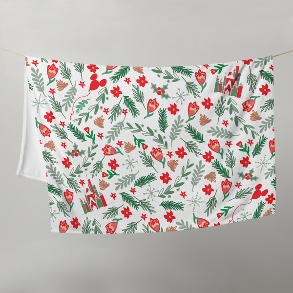 Cinderella's Castle Christmas Fleece Throw Blanket Christmas Garden Disney Holiday Fleece Throw Blanket