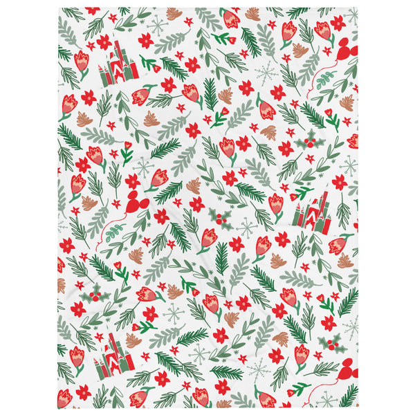 Cinderella's Castle Christmas Fleece Throw Blanket Christmas Garden Disney Holiday Fleece Throw Blanket