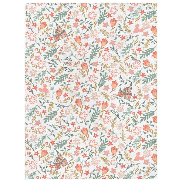 Cinderella's Castle Garden Throw Blanket Floral Spring Disney Fleece Throw Blanket