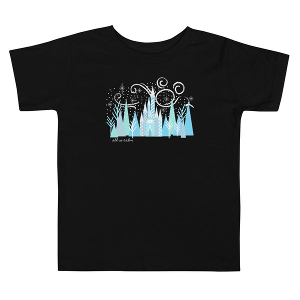 Disney Kids Christmas Castle All is Calm T-Shirt Hidden Mickey Christmas Toddler Short Sleeve Tee