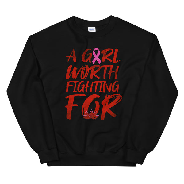 Mulan Disney Breast Cancer Awareness Sweatshirt A Girl Worth Fighting For Breast Cancer Ribbon Sweatshirt