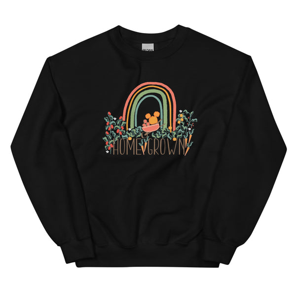 Home Grown Garden Sweatshirt Pumpkin Rainbow Flower and Garden Unisex Sweatshirt