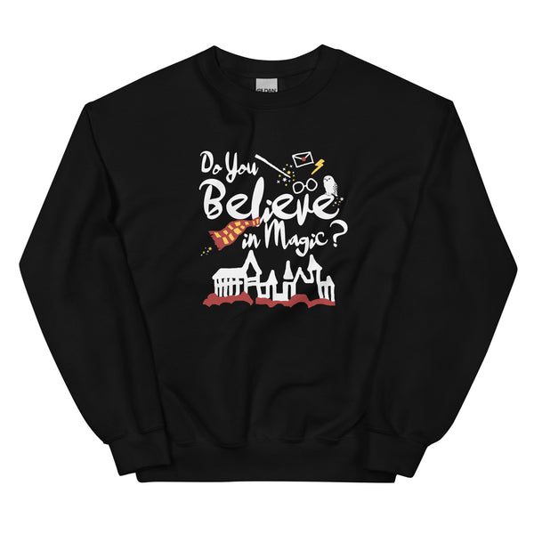 Believe in Magic Sweatshirt Red and Gold Scarf House Wizard and Witch Unisex Sweatshirt
