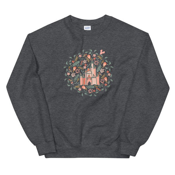 Cinderella's Castle Garden Sweatshirt Floral Spring Disney Unisex Crew Sweatshirt