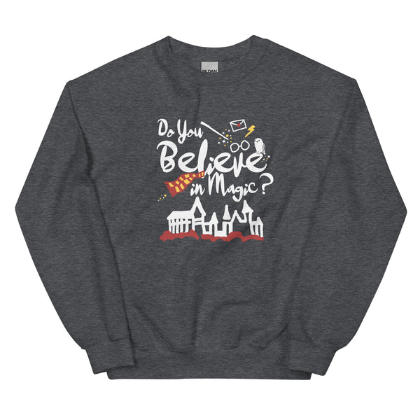Believe in Magic Sweatshirt Red and Gold Scarf House Wizard and Witch Unisex Sweatshirt