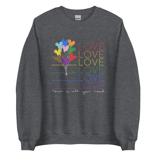 Disney Pride Sweatshirt Love LGBTQ+ Mickey Balloon Disney Unisex Sweatshirt