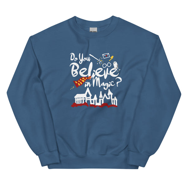 Believe in Magic Sweatshirt Red and Gold Scarf House Wizard and Witch Unisex Sweatshirt