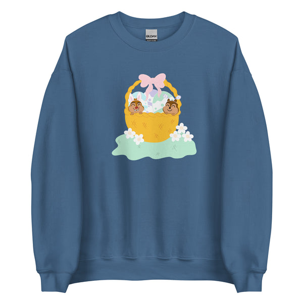 Chip and Dale Disney Easter Basket Spring Flowers Unisex Sweatshirt
