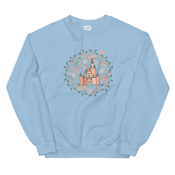 Cinderella's Castle Garden Sweatshirt Floral Spring Disney Unisex Crew Sweatshirt