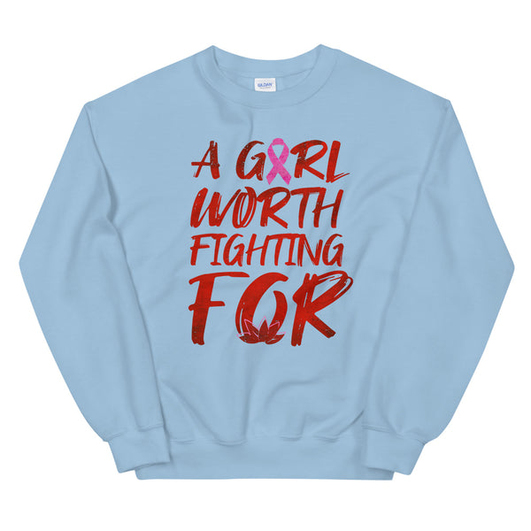 Mulan Disney Breast Cancer Awareness Sweatshirt A Girl Worth Fighting For Breast Cancer Ribbon Sweatshirt