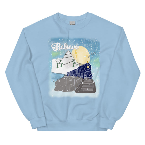 Believe Polar Express Train Winter Mountain Christmas Movie Unisex Sweatshirt