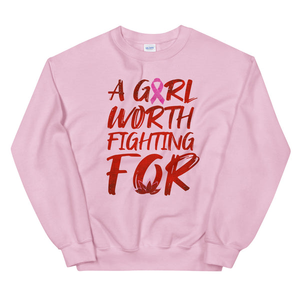 Mulan Disney Breast Cancer Awareness Sweatshirt A Girl Worth Fighting For Breast Cancer Ribbon Sweatshirt