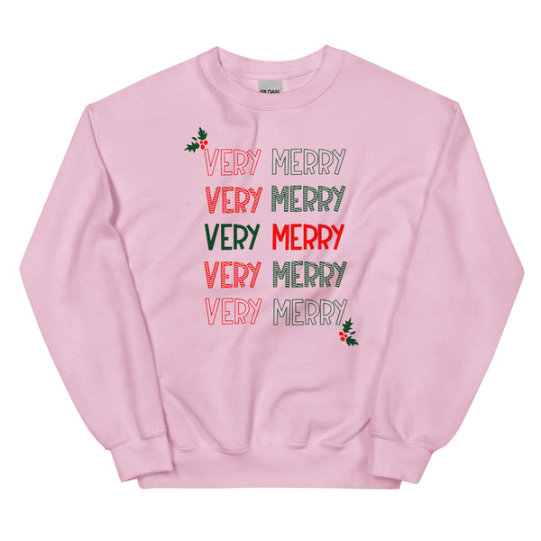 Very Merry Merry Sweatshirt Mickey Holly Disney Christmas Party Sweatshirt