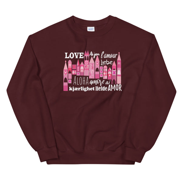 Small World Love Sweatshirt Disney Valentine's Day Language of Love Unisex Crew Sweatshirt