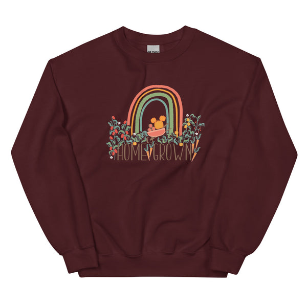 Home Grown Garden Sweatshirt Pumpkin Rainbow Flower and Garden Unisex Sweatshirt