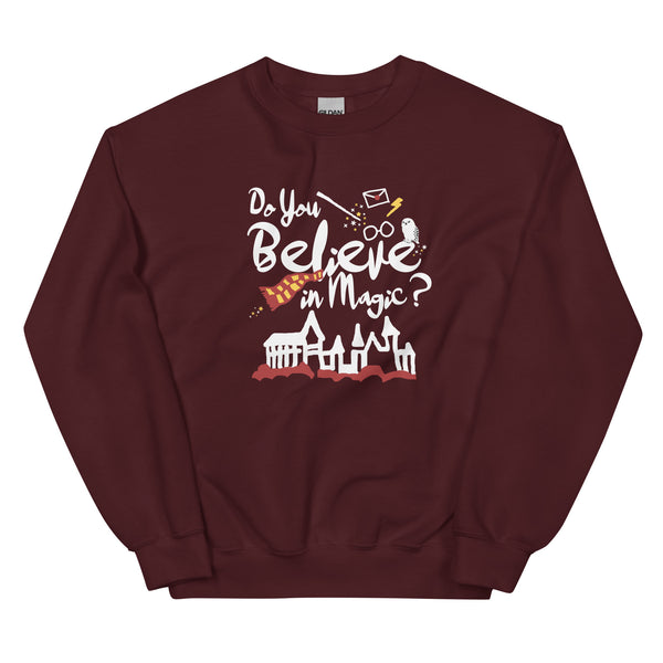 Believe in Magic Sweatshirt Red and Gold Scarf House Wizard and Witch Unisex Sweatshirt