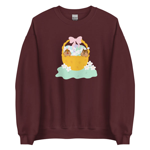 Chip and Dale Disney Easter Basket Spring Flowers Unisex Sweatshirt