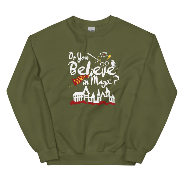 Believe in Magic Sweatshirt Red and Gold Scarf House Wizard and Witch Unisex Sweatshirt