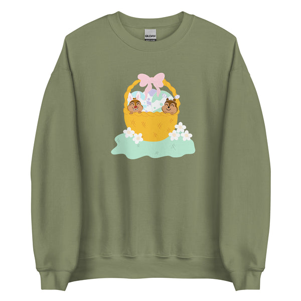 Chip and Dale Disney Easter Basket Spring Flowers Unisex Sweatshirt