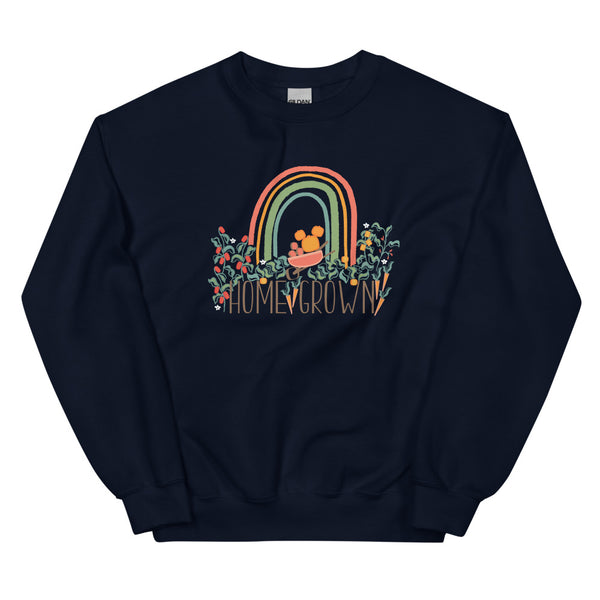 Home Grown Garden Sweatshirt Pumpkin Rainbow Flower and Garden Unisex Sweatshirt