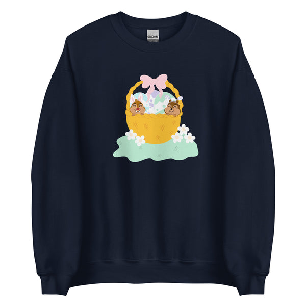 Chip and Dale Disney Easter Basket Spring Flowers Unisex Sweatshirt