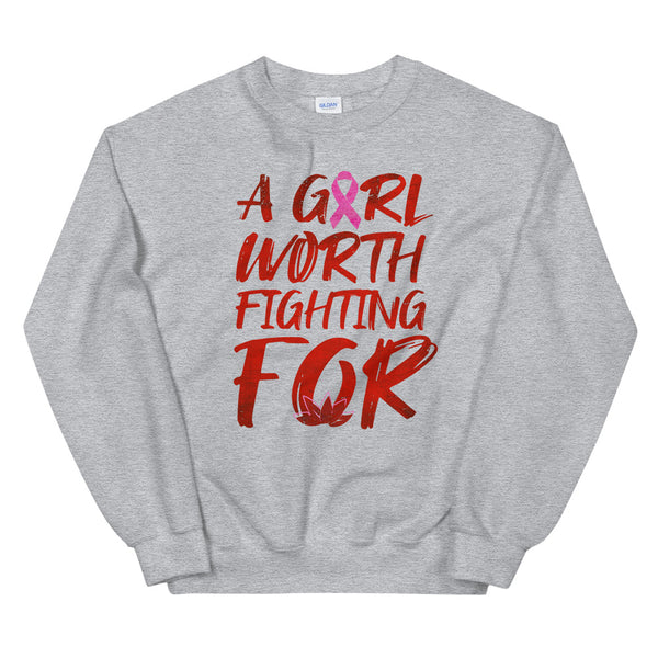 Mulan Disney Breast Cancer Awareness Sweatshirt A Girl Worth Fighting For Breast Cancer Ribbon Sweatshirt