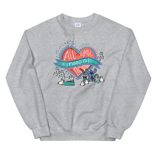 Stitch Love Sweatshirt Disney All You Need is Love Lilo and Stitch Unisex Sweatshirt