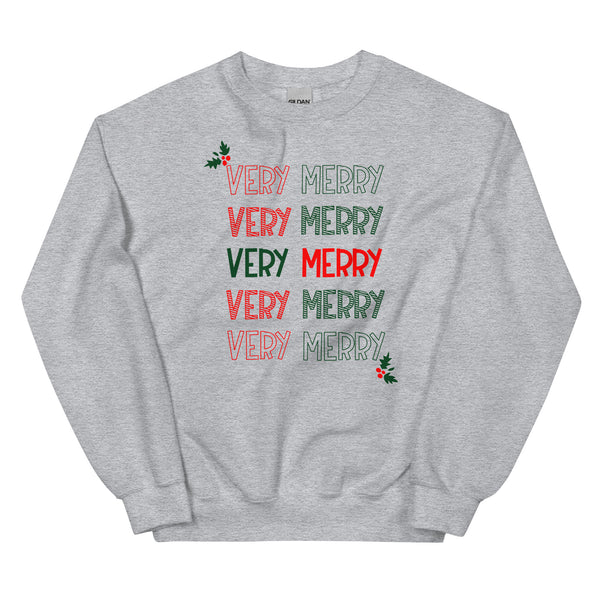 Very Merry Merry Sweatshirt Mickey Holly Disney Christmas Party Sweatshirt