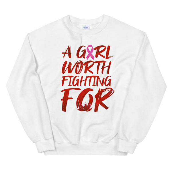 Mulan Disney Breast Cancer Awareness Sweatshirt A Girl Worth Fighting For Breast Cancer Ribbon Sweatshirt