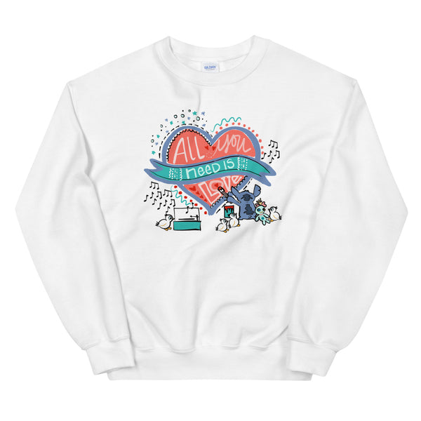 Stitch Love Sweatshirt Disney All You Need is Love Lilo and Stitch Unisex Sweatshirt