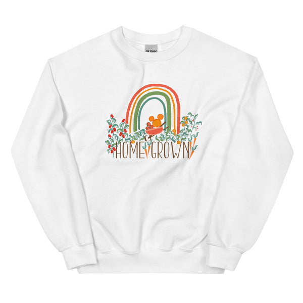 Home Grown Garden Sweatshirt Pumpkin Rainbow Flower and Garden Unisex Sweatshirt