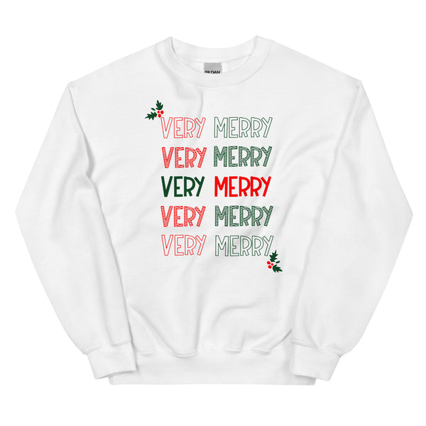Very Merry Merry Sweatshirt Mickey Holly Disney Christmas Party Sweatshirt