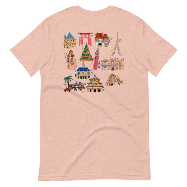 Epcot Around the World T-Shirt Disney Food and Wine Festival Eat Around the World Showcase 2-Sided T-Shirt