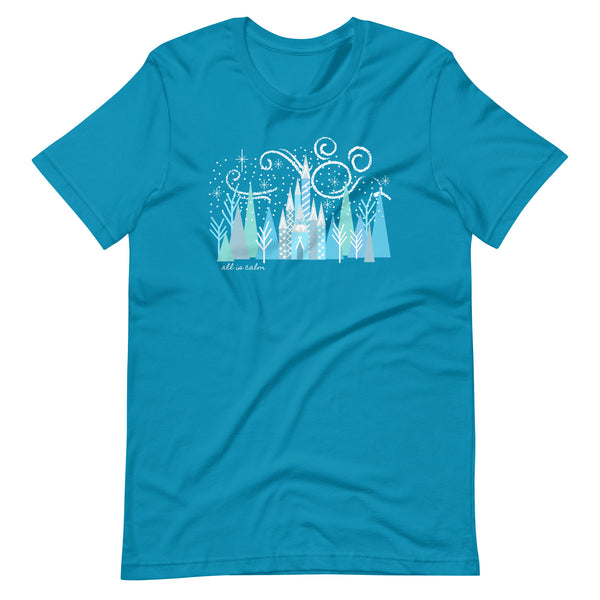 Disney Christmas Castle All is Calm T-Shirt Hidden Mickey Christmas T-Shirt