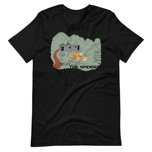 Follow the Spiders T-Shirt Vintage Pumpkin Patch Gameskeeper Hut Fall T-Shirt