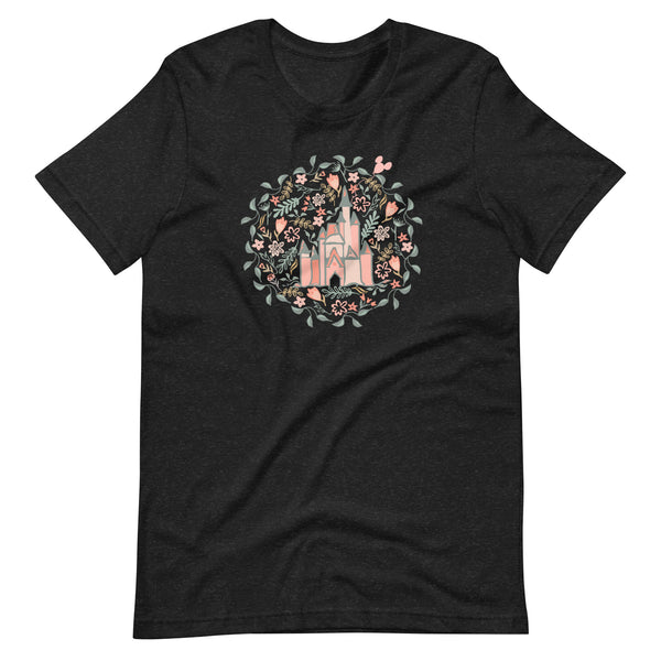 Cinderella's Castle Garden T-Shirt Floral Spring Disney Short-Sleeve Unisex T-Shirt